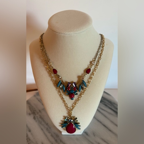 Fashion Jewelry Colorful Double Chain Necklace Aztec Pattern Bohemian Style - Picture 8 of 10